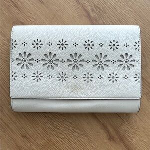 Kate Spade White Floral Cutout Leather Crossbody